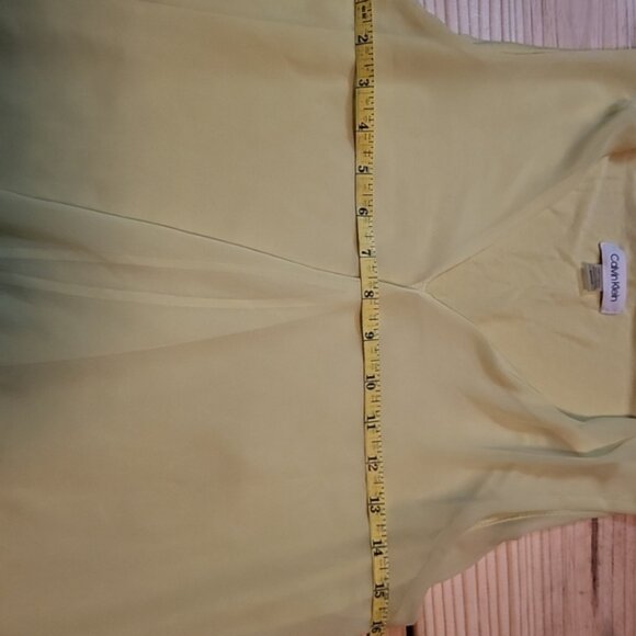 Calvin Klein Womens S Top Yellow Stretch CK Hem Logo Blouse Sleeveless Crew Neck - Picture 7 of 11